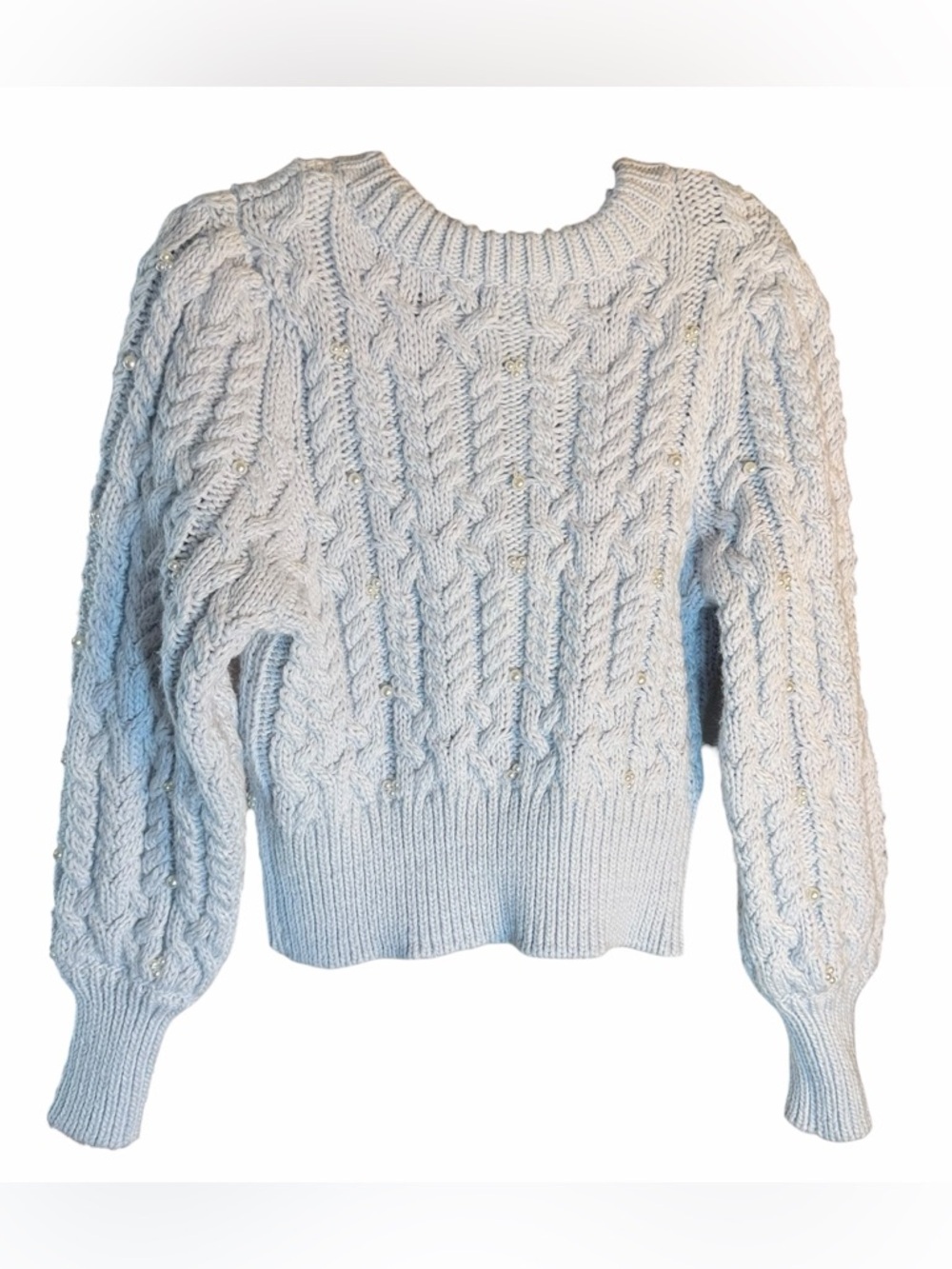 House of Harlow 1960  Cable Knit Pearl-Embellished Sweater - Picture 3 of 10